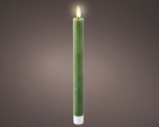 [4-487359] ***LED WICK DINNER CANDLE BO INDOOR GREEN/WARM WHITE dia2.20-H24.50cm-1L