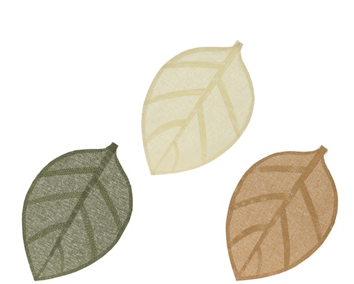[4-806642] BAJOPLATO PAPEL REFORZADO - FORMA HOJA - 3 COLORES - PRECIO UNIDAD -L46.50-W30.00-H0.10cm