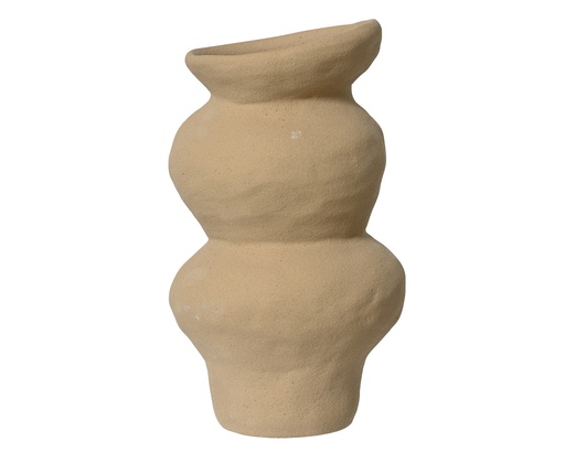 [4-807730] VASE EN GRÈS - COULEUR SABLE - FAIT MAIN - dia11.00-H19.30cm