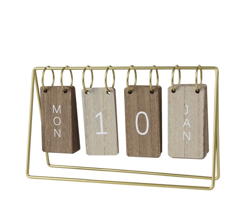 [4-809496] CALENDRIER EN BOIS ET MÉTAL - L24.00-W6.00-H14.00cm