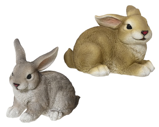 [4-810058] LAPINS EN RÉSINE - 2 MODÈLES - PRIX À L'UNITÉ - L14.00-W20.00-H14.00cm