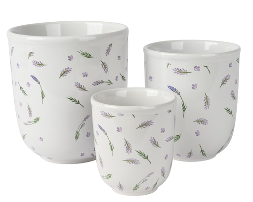 [4-811891] POTS EN PORCELAINE - LOT DE 3 - FAIT MAIN - dia14.00-H16.00cm /dia11.00-H13.50cm /dia8.40-H9.70cm