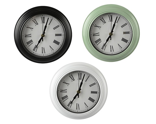 [4-830970] RELOJ PARED - 3 COLORES - PRECIO UNIDAD dia22.70-H22.70cm