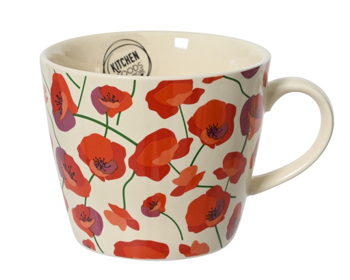 [4-833657] TASSE EN PORCELAINE - COQUELICOTS - L13.00-W9.80-H8.00cm