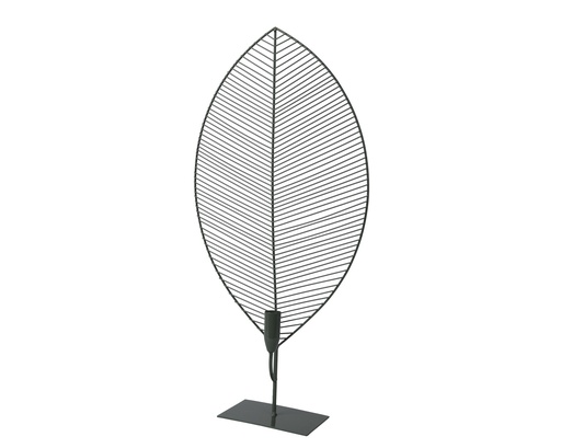 [4-834969] CANDELABRO METAL FORMA DE HOJA - VERDE - L8.50-W27.50-H54.50cm