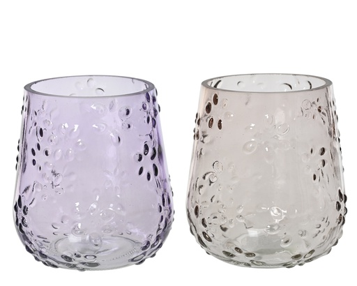 [4-835233] ***TEALIGHTHOLDER GLASS ASSORTED dia10.00-H10.50cm