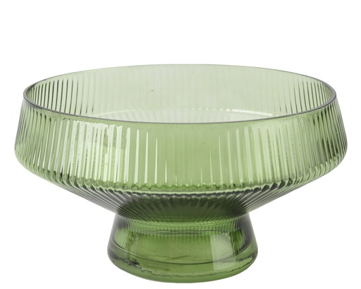 [4-858497] JARRON/COPA CRISTAL VERDE - HECHO A MANO - RESISTENTE AL AGUA - dia23.60-H12.80cm