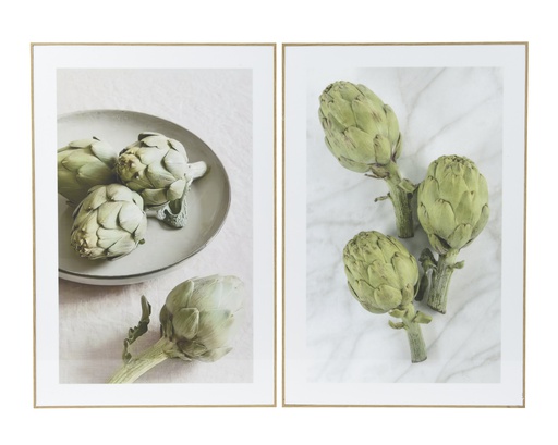 [4-858802] PEINTURE SUR TOILE - TONS VERTS/NATURELS - 2 MODÈLES - PRIX À L'UNITÉ - L2.50-W40.00-H60.00cm