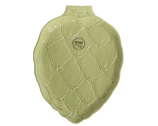 [4-858829] ASSIETTE EN CÉRAMIQUE VERTE - FORME DE FEUILLE - L16,30 - L21,90 - H2,00 cm