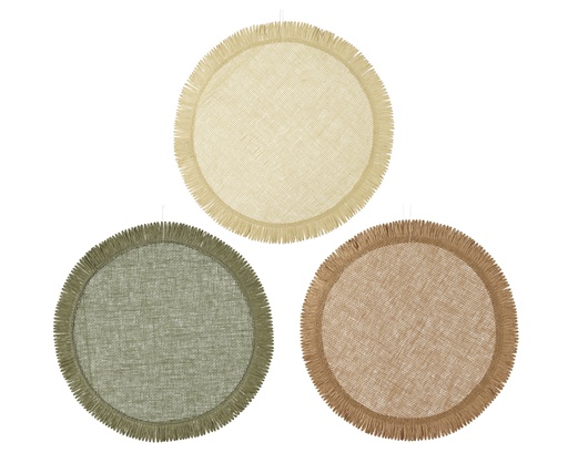 [4-860397]  SOUS-ASSIETTES EN CORDE DE PAPIER - 3 MODÈLES - PRIX À L'UNITÉ - dia38.00-H0.30cm