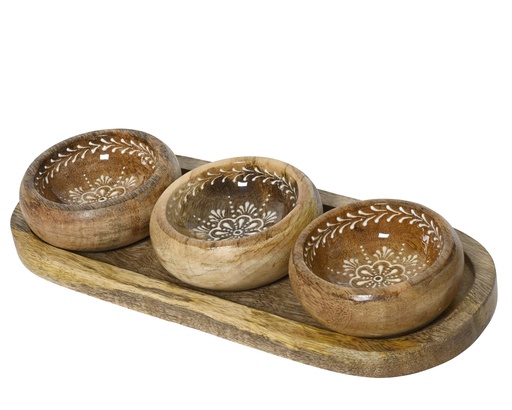 [4-863853] ENSEMBLE DE BOLS EN BOIS DE MANGUE - L33.00-W13.00-H5.00cm
