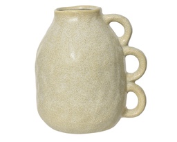 [4-807728] ***VASE STONEWARE BEIGE L19.80-W16.30-H21.50cm