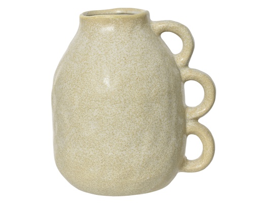 [4-807728] VASE EN GRÈS - CRÈME - FAIT MAIN - L19.80-W16.30-H21.50cm