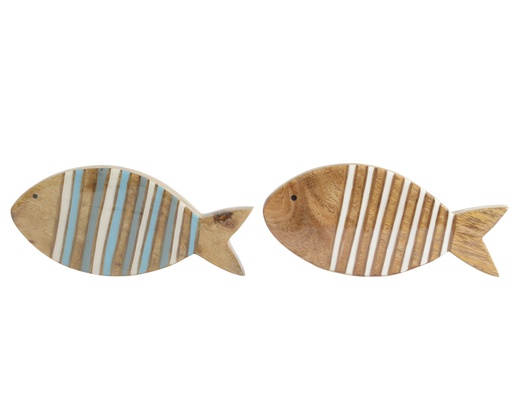 [4-830646] POISSONS EN BOIS DE MANGUE - 2 MODÈLES - PRIX À L'UNITÉ - L19.50-W2.50-H9.00cm