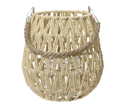 [4-830770] LINTERNA CUERDA DE PAPEL COLOR NATURAL -  L21.00-W21.00-H22.00cm