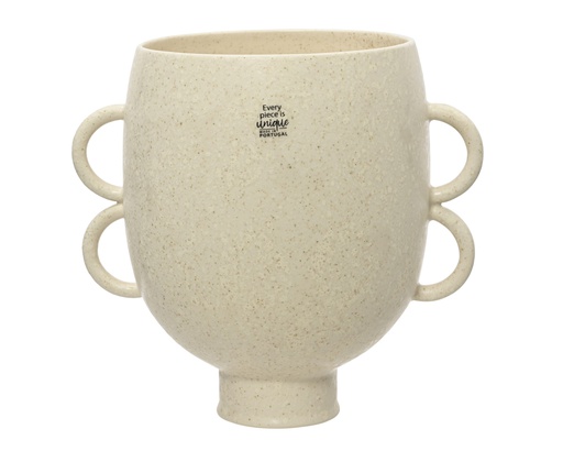 [4-832626]  VASE EN FAIENCE - CRÈME - FAIT MAIN - W30.00-H28.00cm