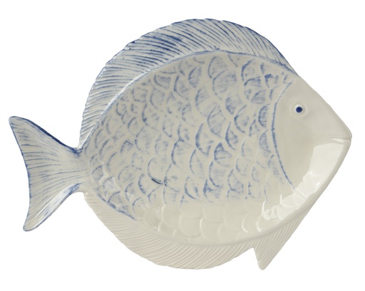 [4-835202] PLAT EN PORCELAINE EN FORME DE POISSON - dia23.80-H2.50cm