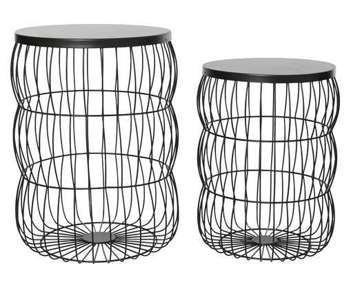 [4-858687] TABLES BASSES EN MÉTAL NOIR - LOT DE DEUX - L37.00W37.00-H50.00cm /L32.20W32.20-H42.20cm