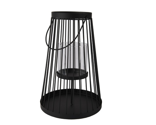[4-880363] BOUGEOIR EN MÉTAL - NOIR - dia20.00-H30.00cm