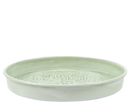 [4-558698] BANDEJA METAL ESMALTADO Y CON RELIEVE - VERDE AGUA - dia22.00-H3.00cm