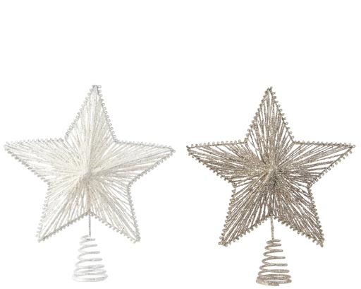 [4-385058] ÉTOILES METAL POUR LE SOMMET DE SAPIN 25CM 2 ASSORTIMENTS, UNITÉS