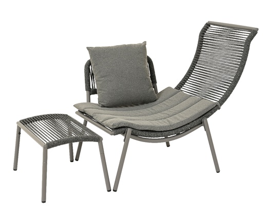 [4-899205] CHAISE LONGUE GRISE - L75.00-W99.00-H84.00cm /L41.00-W61.00-H34.00cm