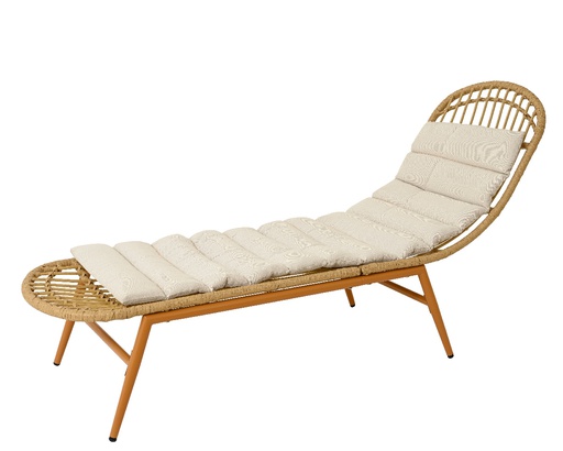 [4-843608] ***PALAU SUNLOUNGER WICKER TERRACOTTA L177.00-W58.00-H90.50cm