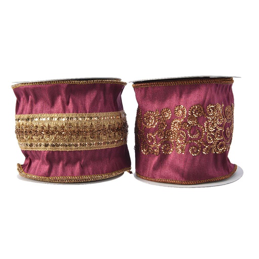 [4-440035] RUBAN DESIGN POURPRE - 500X10CM - 2 ÉCHANTILLONS - À L'UNITÉ