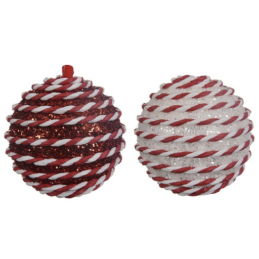 [4-457188] BOLA POREX COLG BLC/ROJO 80MM 2COL UD
