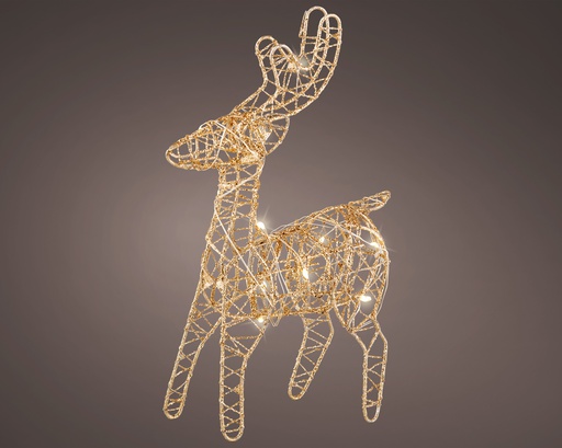 [4-486651] ***MICRO LED REINDEER BO INDOOR GOLD/WARM WHITE L5.00-W12.00-H21.00cm-10L