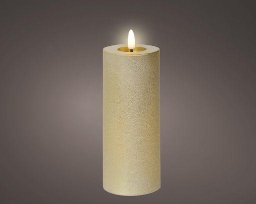 [4-489292] ***LED WICK CANDLE BO INDOOR GOLD/WARM WHITE dia7.00-H19.00cm-1L