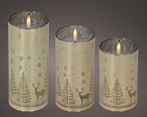 [4-489793] ***LED WICK CANDLE BO INDOOR GOLD/WARM WHITE dia7.50-H17.50cm-1L