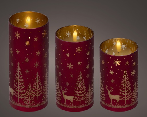 [4-489795] ***LED WICK CANDLE BO INDOOR RED/WARM WHITE dia7.50-H17.50cm-1L