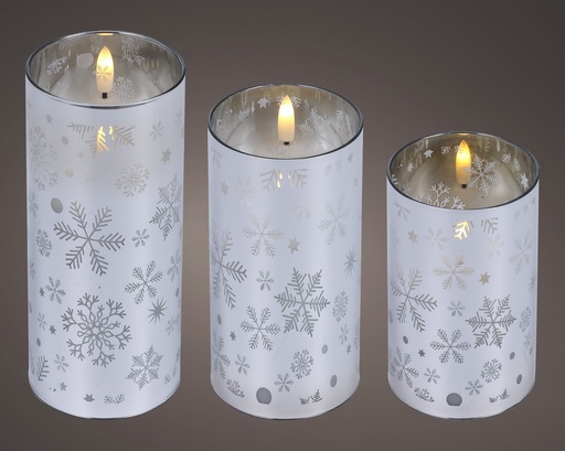 [4-489792] ***LED WICK CANDLE BO INDOOR SILVER/WARM WHITE dia7.50-H17.50cm-1L