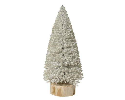 [4-687121] MINI SAPIN BLANC/PERLE - dia10.00-H24.00cm