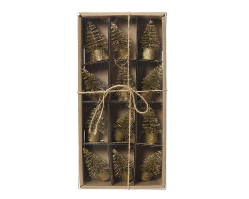 [4-687182] ***BRUSH MINI TREE GLITTER GOLD dia3.50-H7.00cm