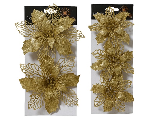 [4-463207] ***POINSETTIA PLASTIC GOLD L2.00-W13.00-H13.00cm