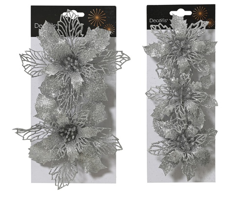 [4-463208] ***POINSETTIA PLASTIC SILVER L2.00-W13.00-H13.00cm