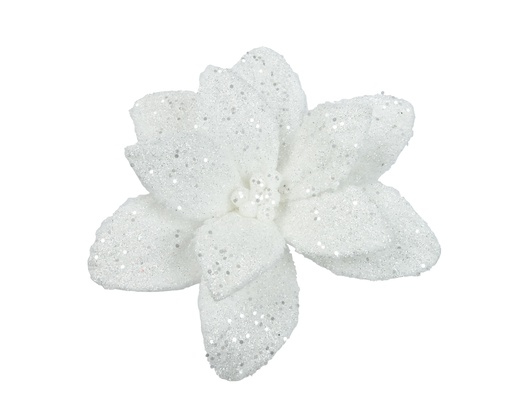 [4-708685] ***POINSETTIA FAUX FUR WHITE dia28.00-H10.00cm