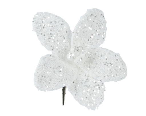 [4-708689] ***POINSETTIA FAUX FUR WHITE dia18.00-H6.00cm