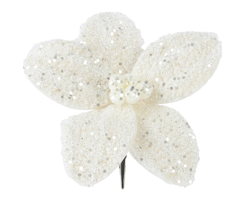 [4-708690] PONSETTIA CLIP CREMA - PELO ARTIFICIAL - dia18.00-H6.00cm