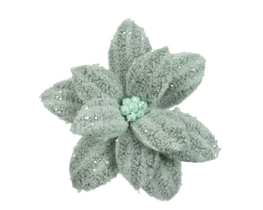 [4-708688] ***POINSETTIA FAUX FUR SAGE GREEN dia28.00-H10.00cm