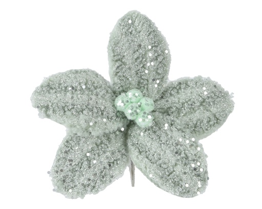 [4-708692] ***POINSETTIA FAUX FUR SAGE GREEN dia18.00-H6.00cm