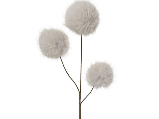 [4-531377] RAMA CON 3 POMPONES EN CREMA - PRECIOSO - L12.00-W12.00-H70.00cm