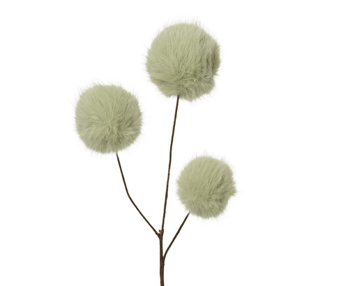 [4-531378] RAMA CON TRES POMPONES EN VERDE SUAVE - PRECIOSO - L12.00-W12.00-H70.00cm