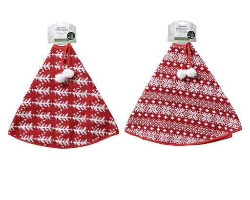 [4-618015] ***TREE SKIRT POLYESTER RED/WHITE dia90.00-H0.50cm