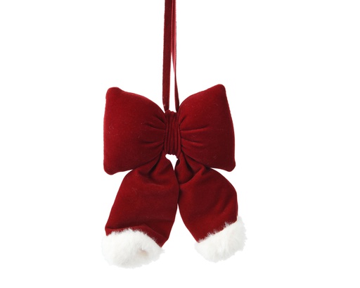 [4-709486] ***BOW POLYESTER VELVET OXBLOOD L21.00-W4.50-H26.00cm