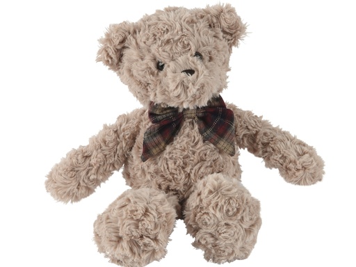[4-582444] OURS BRUN AVEC UN NOEUD - PELUCHE - STYLE VINTAGE - L15.00-W10.00-H21.00cm