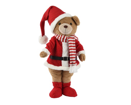 [4-537776] OURS EN PELUCHE - ROUGE - L30.00-W19.00-H60.00cm
