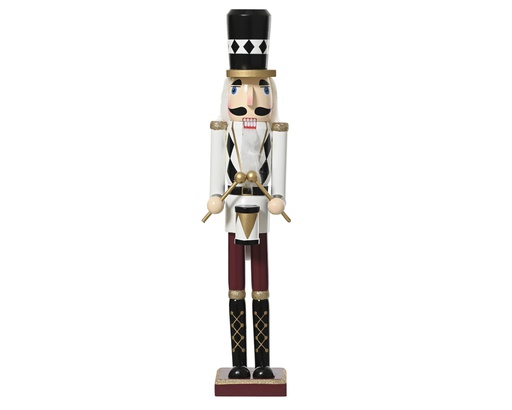 [4-463382] ***NUTCRACKER PINEWOOD WHITE/BLACK L10.00-W9.00-H50.00cm
